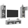 vidaXL 6 Piece TV Wall Units with LED Concrete Grey Engineered Wood