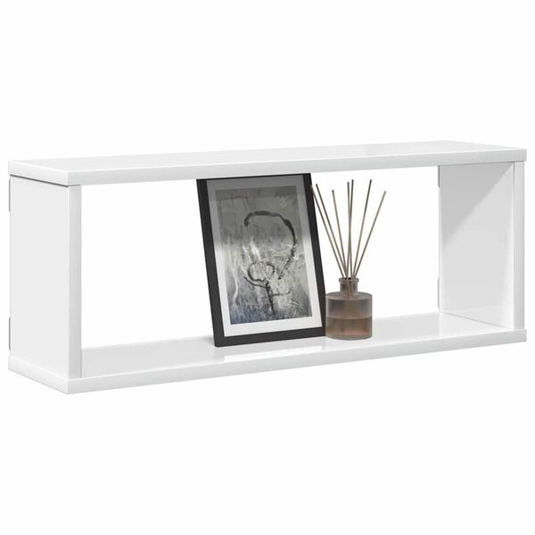 vidaXL Wall Cube Shelf 4 pcs High Gloss White 60x15x23 cm Engineered Wood
