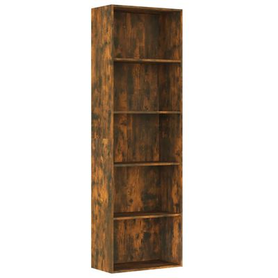 vidaXL 5-Tier Book Cabinet Smoked Oak 60x30x189 cm Engineered Wood