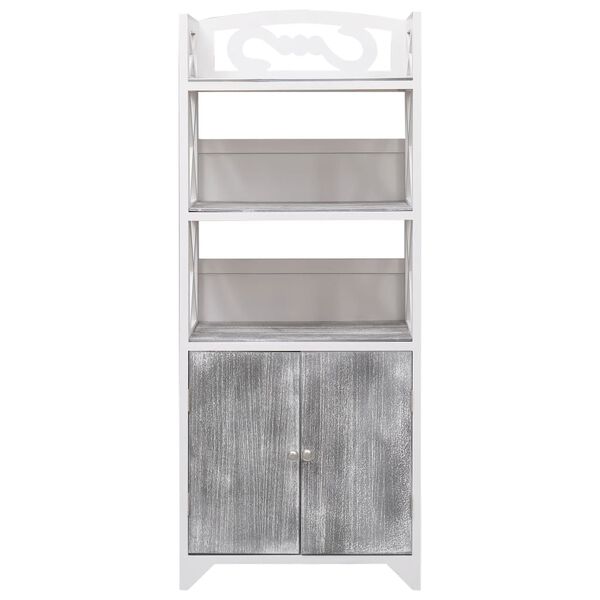 vidaXL Bathroom Cabinet White and Grey 46x24x116 cm Paulownia Wood