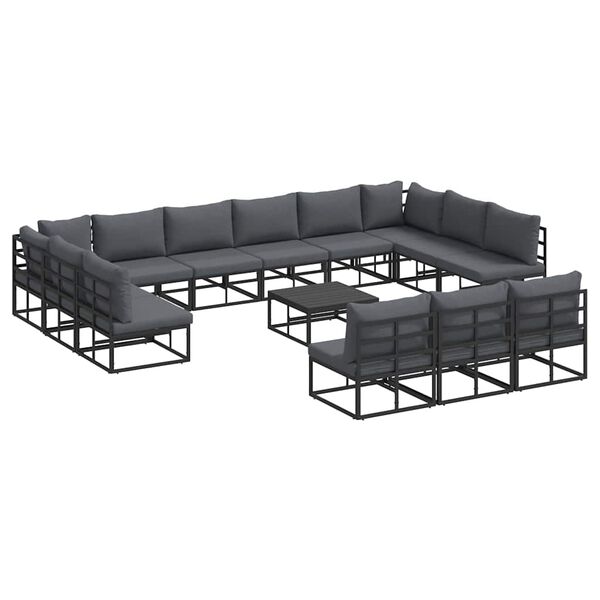vidaXL Garden Sofa Set with Cushion Black Aluminium