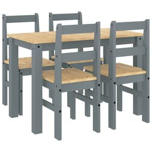 vidaXL 5 Piece Dining Set PANAMA Grey Solid Wood Pine