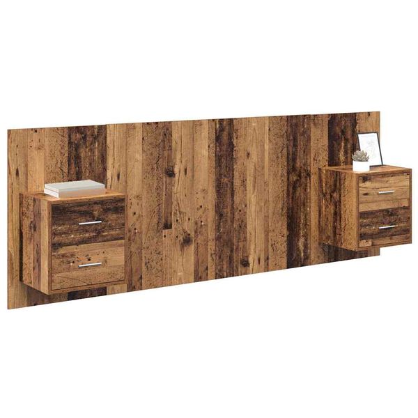 vidaXL Headboard with Cabinet 3 pcs Old Wood Engineered Wood