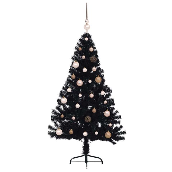 vidaXL Artificial Pre-lit Christmas Tree Black 150 cm PVC