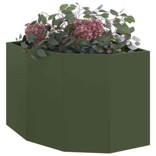 vidaXL Corner Planter Olive green 60 x 60 x 50 cm Steel