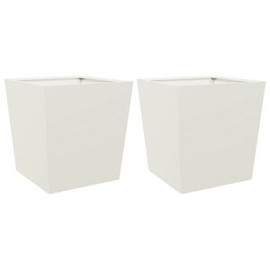vidaXL Garden Planters White 2 pcs 50x50x50 cm Steel