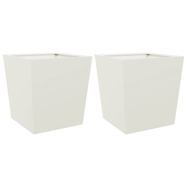 vidaXL Garden Planters White 2 pcs 50x50x50 cm Steel
