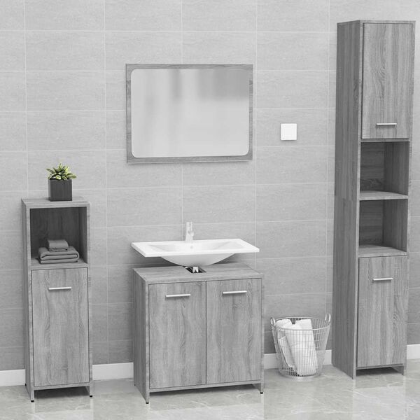 vidaXL Bathroom Furniture Set Grey Sonoma Engineered Wood