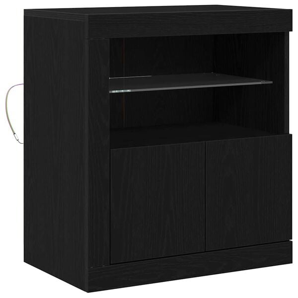 vidaXL LED Sideboard Black 60.5 x 37 x 67 cm Engineered Wood