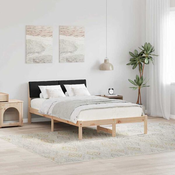 vidaXL Bed frame Brown and black 120 x 200 cm Solid pine wood