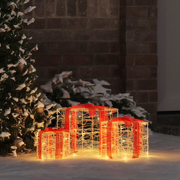 vidaXL Gift Box with 60 LEDs 3 pcs Warm white 20 x 20 x 20 cm Acrylic