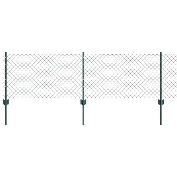 vidaXL Fence with Post Green 0.6 x 10 m Steel and PVC