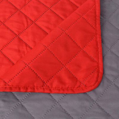 vidaXL Double-sided Quilted Bedspread Red and Grey 230x260 cm