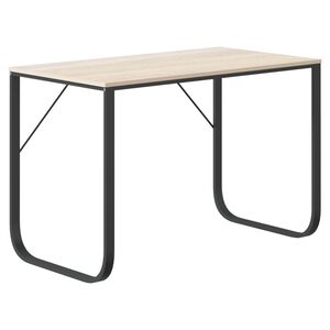 vidaXL Computer Desk Black and Oak 110x60x73 cm Engineered Wood