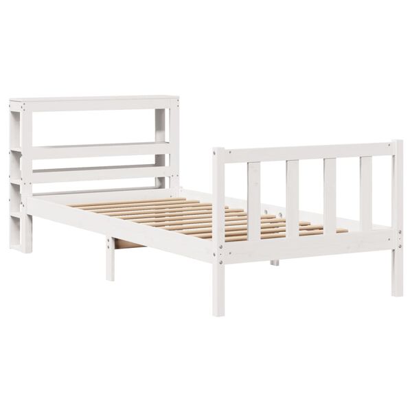vidaXL Bed Frame without Mattress White 75x190 cm Small Single Solid Wood Pine