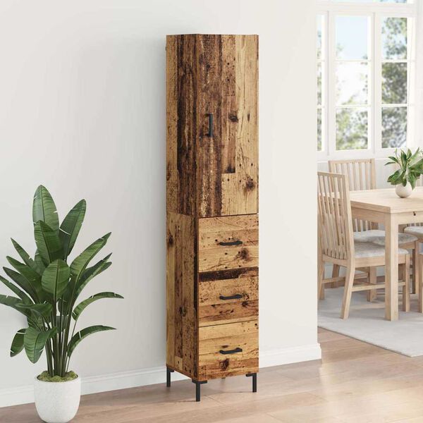 vidaXL Highboard Old Wood 69.5 x 34 x 180 cm Engineered Wood