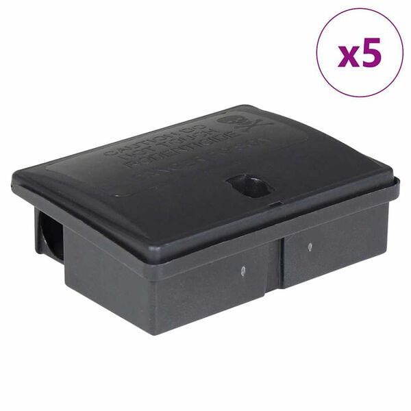 vidaXL Mouse Traps 5 pcs Black 13x10x4 cm