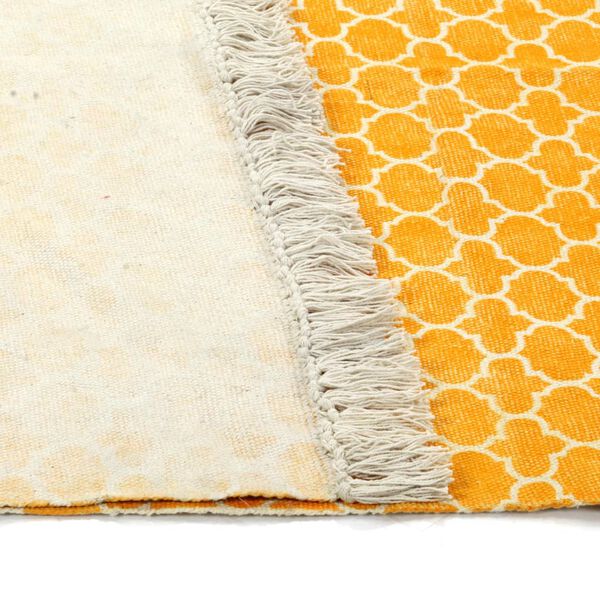 vidaXL Kilim Rug Cotton 120x180 cm with Pattern Yellow
