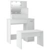 vidaXL Dressing Table Set with LED White Engineered Wood