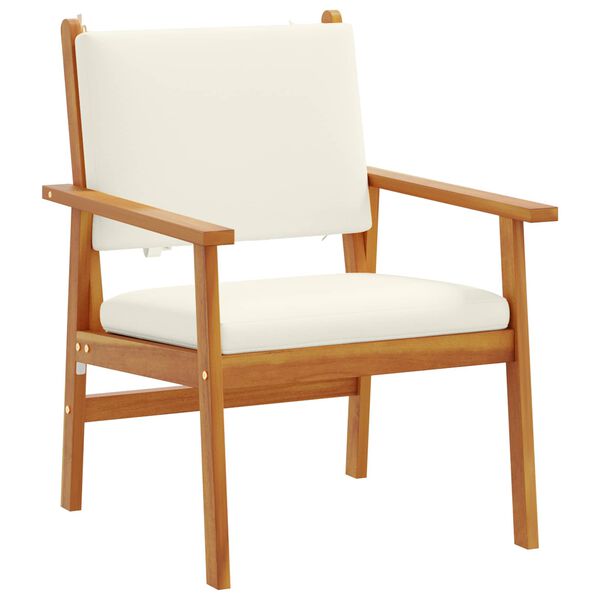vidaXL Garden Chair with Cushion 2 pcs Cream White Solid Acacia Wood