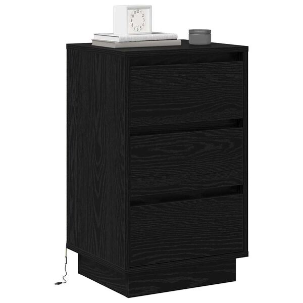vidaXL Bedside Cabinet Black Oak 39 x 34.5 x 65 cm Engineered wood