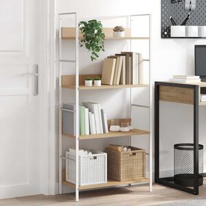 vidaXL Shelf Cabinet | Oak and white | Engineered wood, steel | Medium
