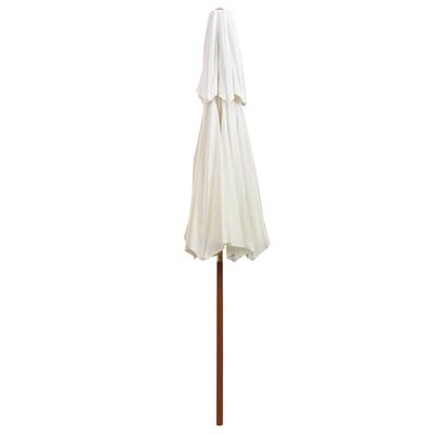 vidaXL Double Decker Parasol 270x270 cm Wooden Pole Cream White