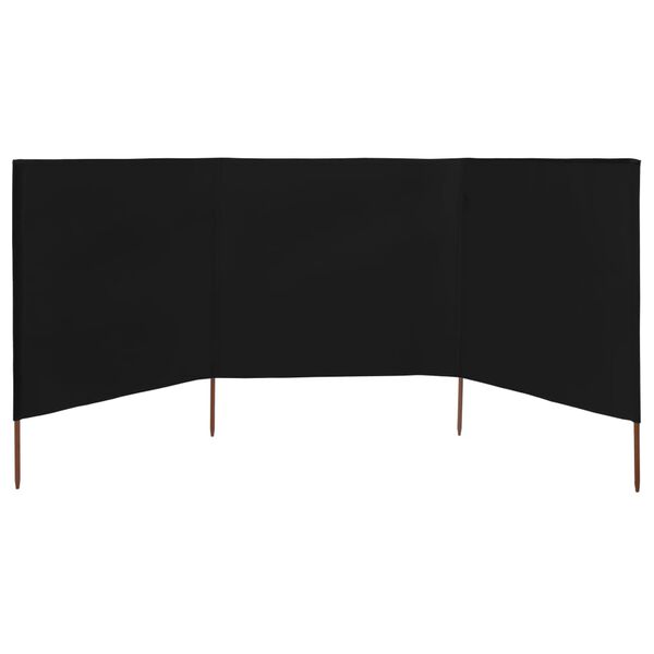 vidaXL 3-panel Wind Screen Fabric 400x160 cm Black