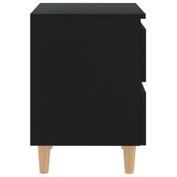 vidaXL Bed Cabinet with Solid Pinewood Legs Black 40x35x50 cm