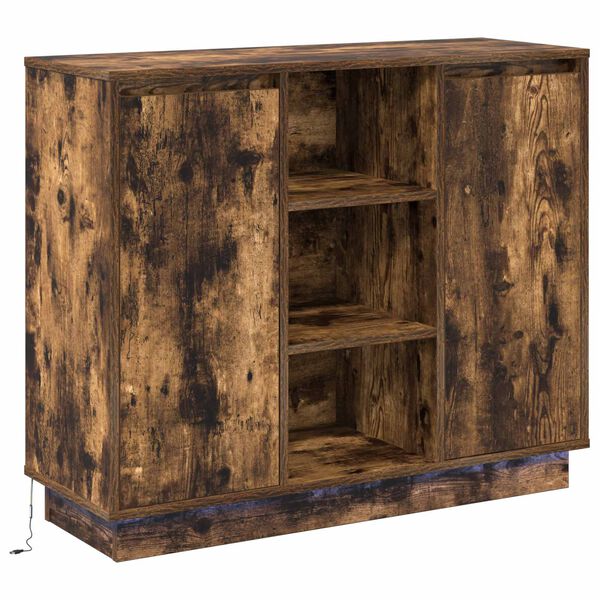 vidaXL LED Sideboard Smoked Oak 90 x 32 x 75 cm Engineered Wood