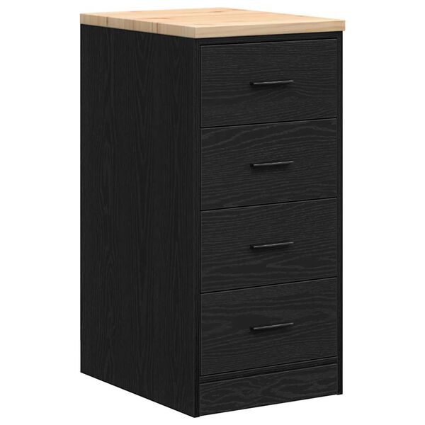 vidaXL Garage Storage Cabinet Black 40x51x85 cm Solid Wood Pine