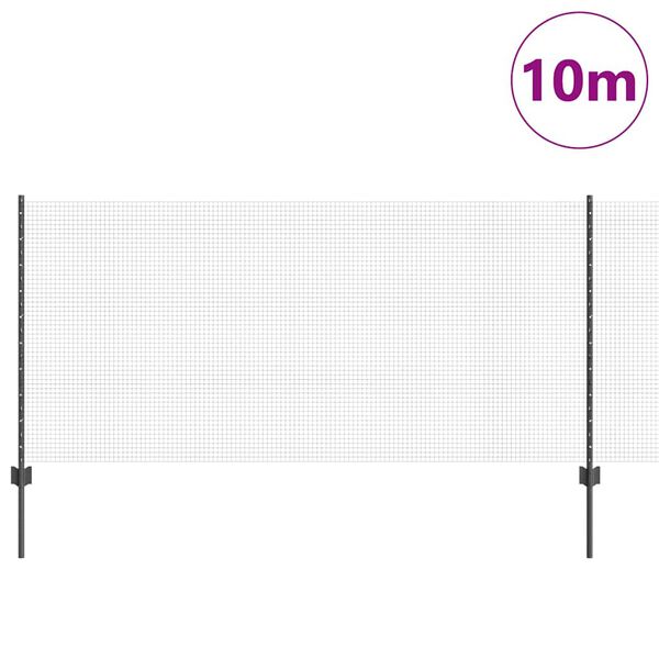 vidaXL Fence with Post Grey 1 x 10 m Steel