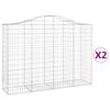 vidaXL Arched Gabion Baskets 2 pcs 200x50x140/160 cm Galvanised Iron
