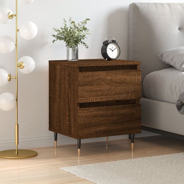 vidaXL Bedside Cabinet Brown Oak 40x35x50 cm Engineered Wood