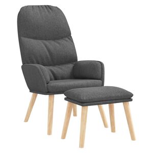 vidaXL Relaxing Chair with a Stool Light Grey Fabric