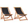 vidaXL Folding Beach Chairs 2 pcs Black Fabric