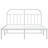 vidaXL Metal Bed Frame without Mattress with Headboard White 140x190cm
