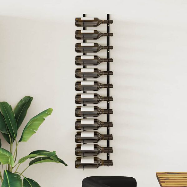 vidaXL Wall-mounted Wine Rack for 24 Bottles Black Iron