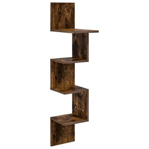 vidaXL Wall Shelf Wall-Mounted Smoked Oak 32 x 21 x107 cm