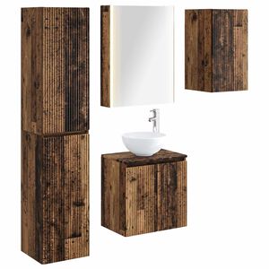 vidaXL Bathroom Cabinet Set 5 pcs Old Wood 53 x 15.5 x 70 cm