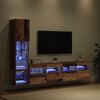 vidaXL TV Wall Unit with LED 4 pcs Old Wood Engineered Wood