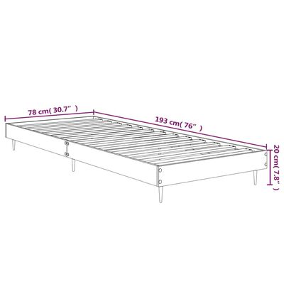 vidaXL Bed Frame White 75x190 cm Small Single Engineered Wood