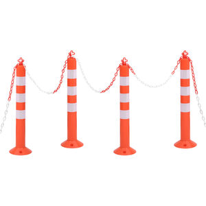 vidaXL Traffic Control Bollards 4 pcs with Chain 75 cm PE