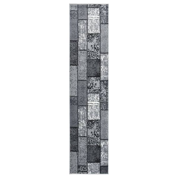 vidaXL Runner Rug BCF Grey with Block Pattern 80x450 cm