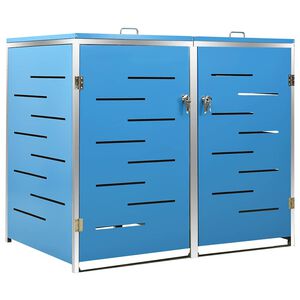 vidaXL Double Wheelie Bin Shed 138x77.5x115 cm Stainless Steel