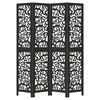 vidaXL Room Divider 4 Panels Black Solid Wood Paulownia
