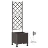 vidaXL Garden Planter with Irrigation&Wheels Brown 40 x 40 x 148 cm PP