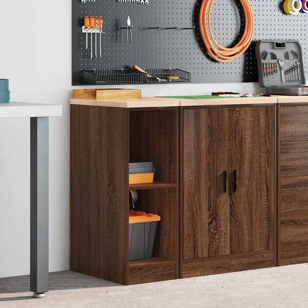 vidaXL Garage Storage Cabinet Brown Oak 30x51x85 cm Solid Wood Pine