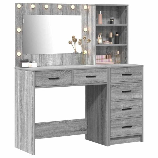 vidaXL Dressing Table Light Grey 78.5 x 41 x 135 cm Engineered wood