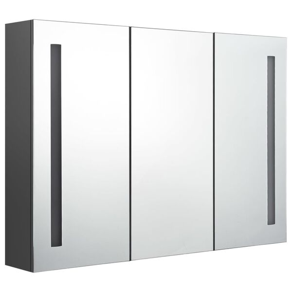 vidaXL LED Bathroom Mirror Cabinet 89x14x62 cm Grey